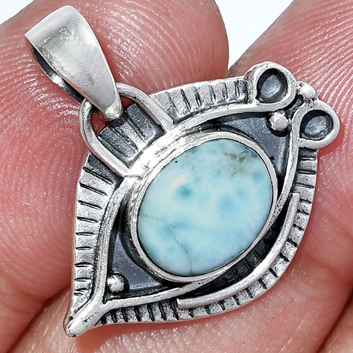 Evil Eye - Larimar (Dominican Republic) Pendant SDP152792 P-1112, 8x10 mm