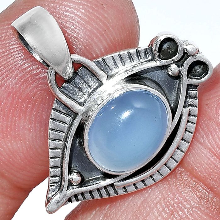 Evil Eye - Blue Chalcedony Pendant SDP152793 P-1112, 8x10 mm