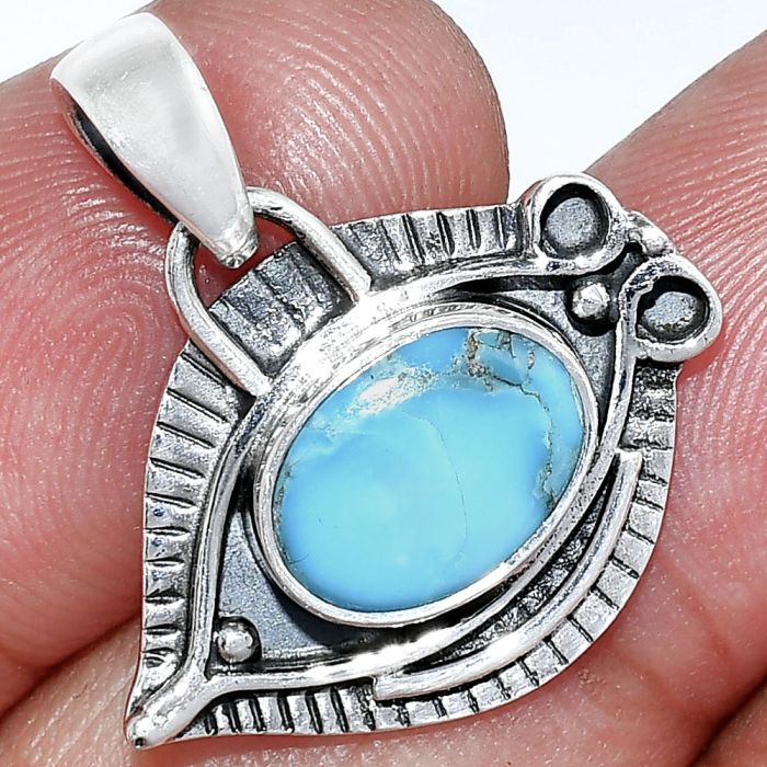 Evil Eye - Natural Turquoise Morenci Mine Pendant SDP152807 P-1112, 8x11 mm