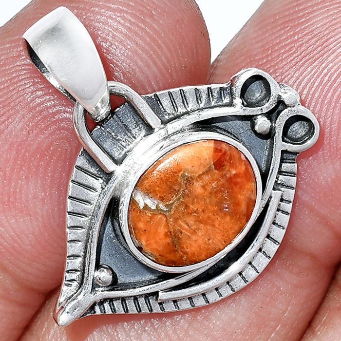 Evil Eye - Red Sponge Coral Pendant SDP152810 P-1112, 8x10 mm