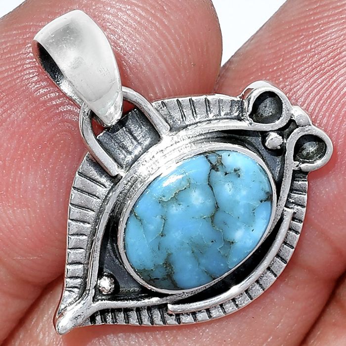 Evil Eye - Natural Turquoise Morenci Mine Pendant SDP152812 P-1112, 9x12 mm