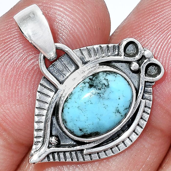 Evil Eye - Natural Turquoise Morenci Mine Pendant SDP152813 P-1112, 8x11 mm