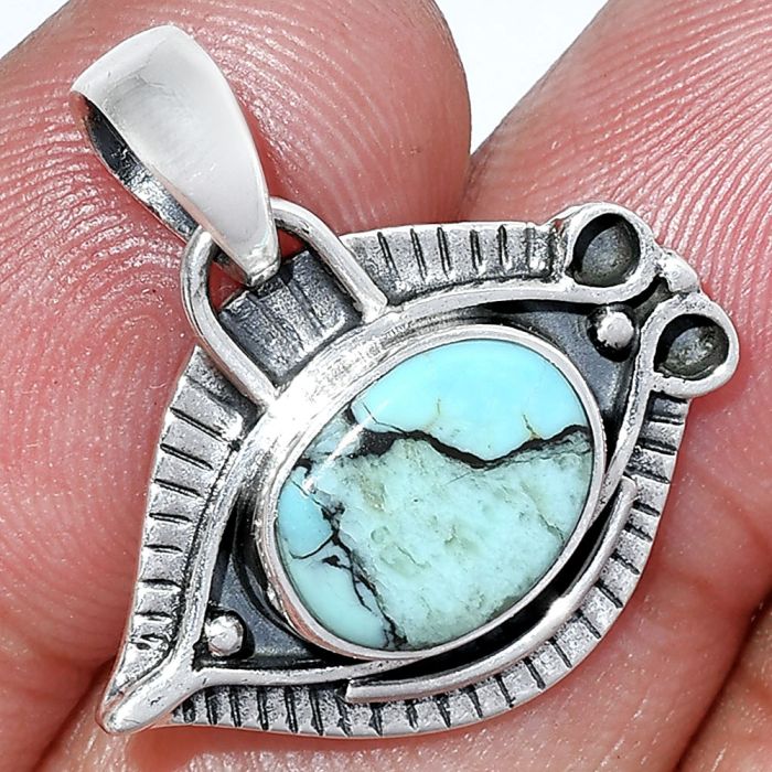 Evil Eye - Lucky Charm Tibetan Turquoise Pendant SDP152818 P-1112, 9x12 mm