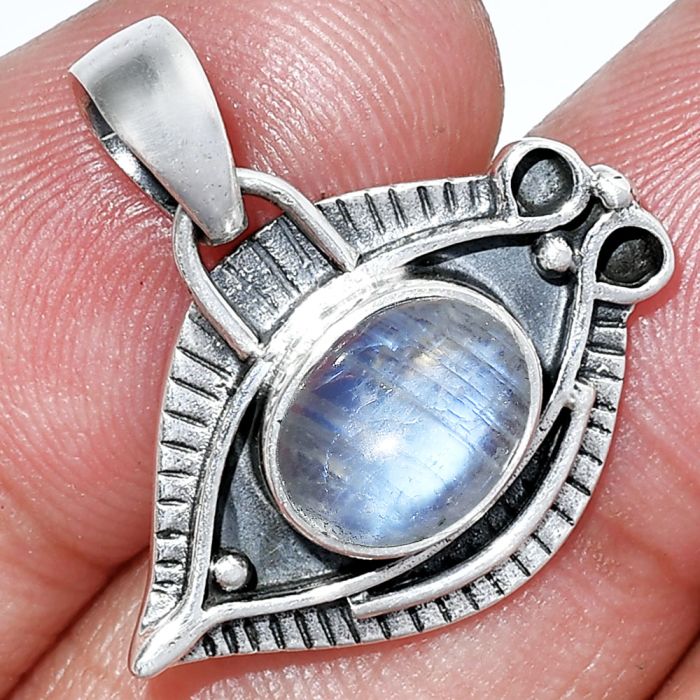 Evil Eye - Rainbow Moonstone Pendant SDP152821 P-1112, 8x10 mm