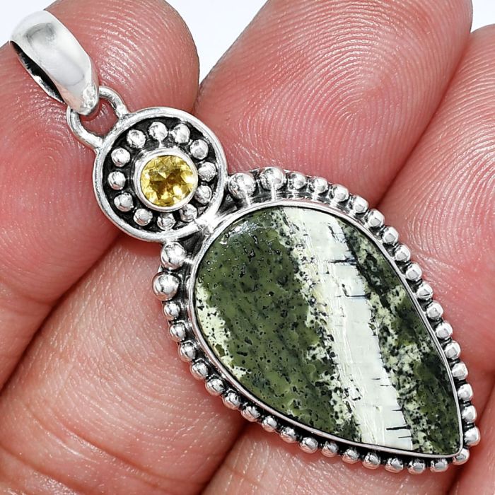 Natural Chrysotile and Citrine Pendant SDP152843 P-1500, 15x25 mm