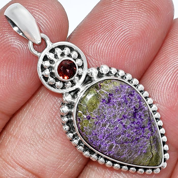 Purpurite and Garnet Pendant SDP152845 P-1500, 14x22 mm