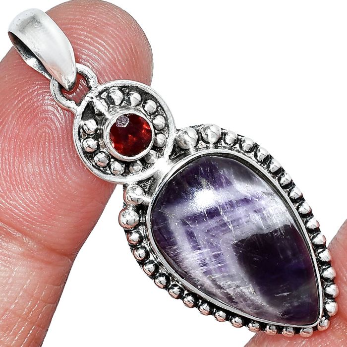 Chevron Amethyst and Garnet Pendant SDP152854 P-1500, 13x20 mm