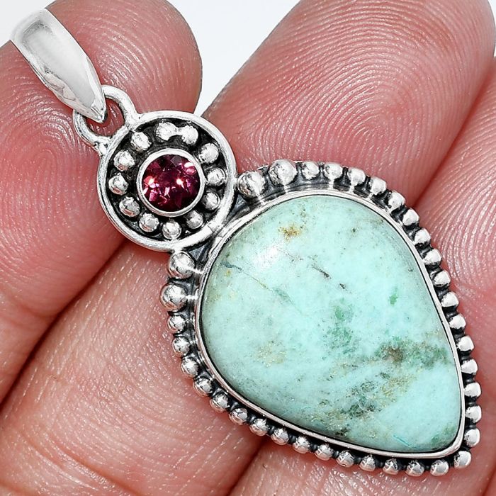 Royston Ribbon Turquoise and Garnet Pendant SDP152866 P-1500, 17x22 mm