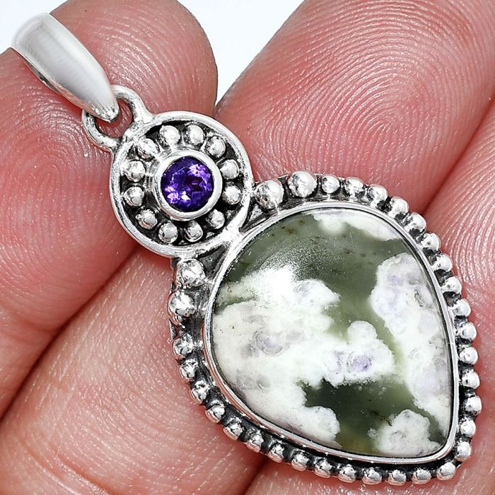 Peace Jade and Amethyst Pendant SDP152883 P-1500, 16x20 mm