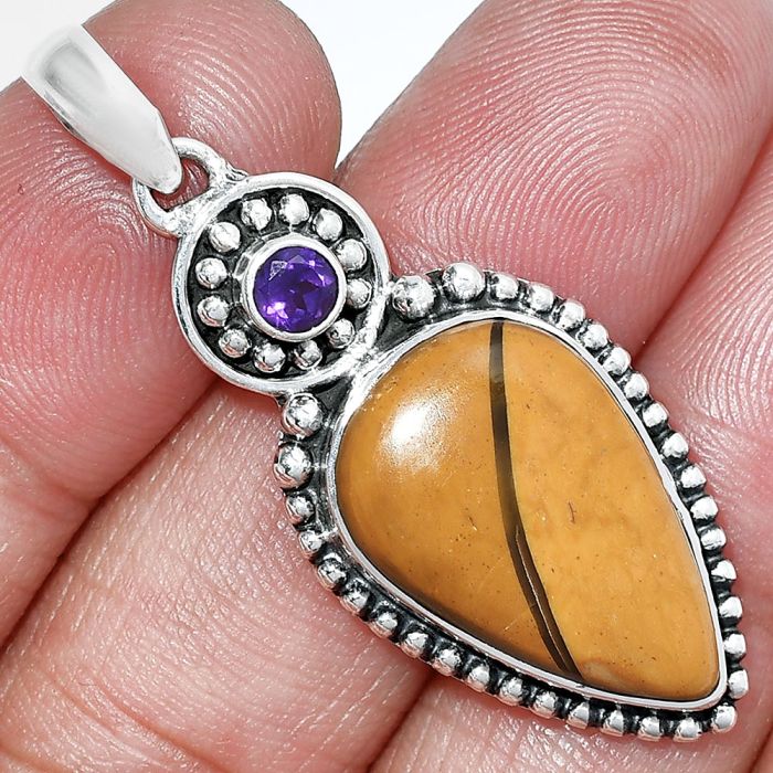 Brecciated Mookaite and Amethyst Pendant SDP152887 P-1500, 14x22 mm