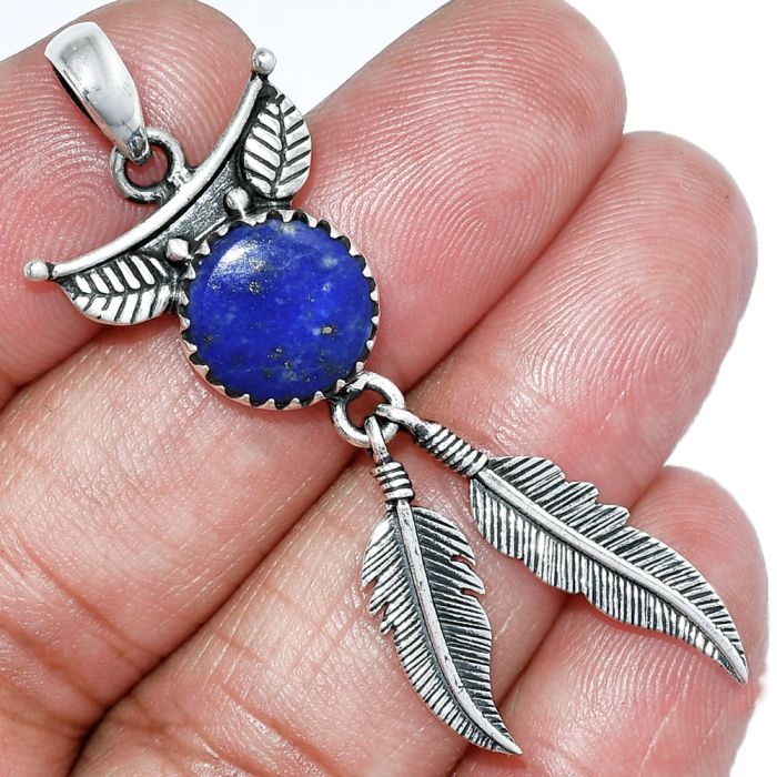 Feather - Lapis Lazuli Pendant SDP152895 P-1284, 11x11 mm