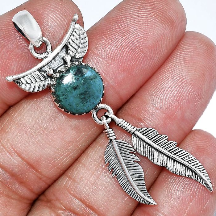 Feather - Azurite Chrysocolla Pendant SDP152896 P-1284, 10x10 mm