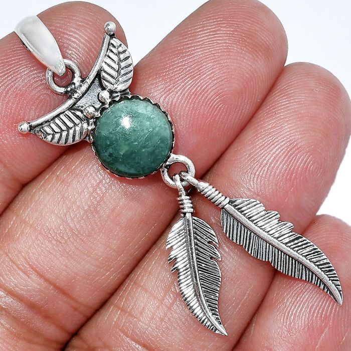 Feather - Green Aventurine Pendant SDP152908 P-1284, 10x10 mm