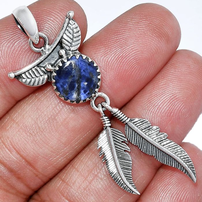 Feather - Sodalite Pendant SDP152909 P-1284, 10x10 mm