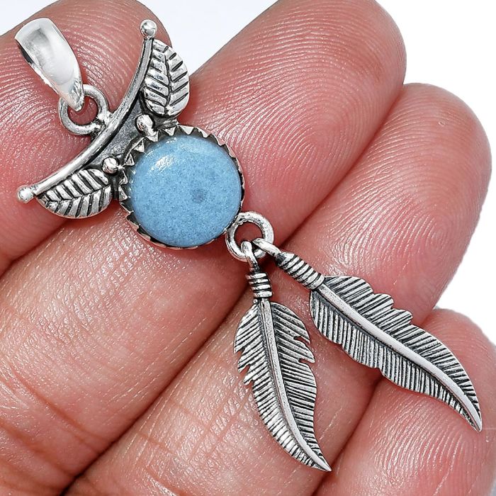 Feather - Angelite Pendant SDP152918 P-1284, 10x10 mm