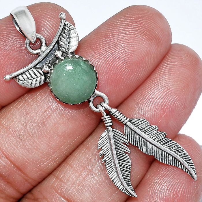 Feather - Green Aventurine Pendant SDP152922 P-1284, 10x10 mm