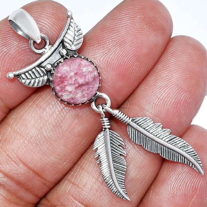 Feather - Pink Thulite Pendant SDP152932 P-1284, 10x10 mm