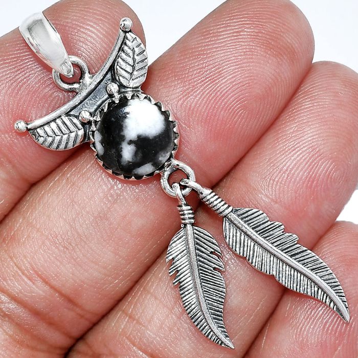 Feather - Mexican Cabbing Fossil Pendant SDP152933 P-1284, 10x10 mm