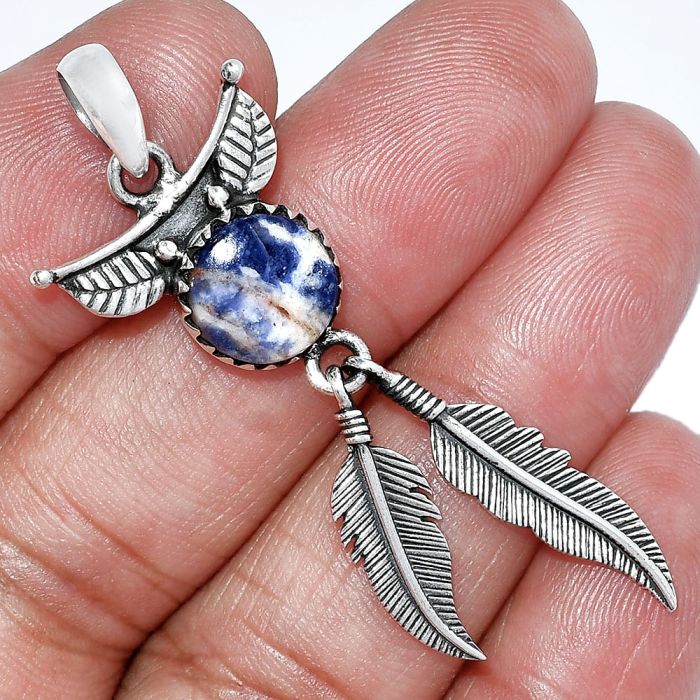 Feather - Sodalite Pendant SDP152934 P-1284, 10x10 mm