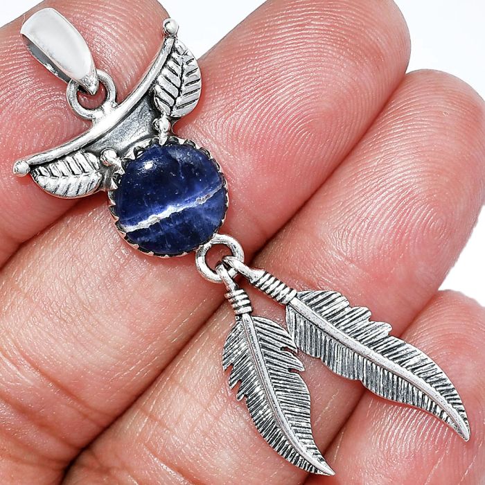 Feather - Sodalite Pendant SDP152948 P-1284, 10x10 mm