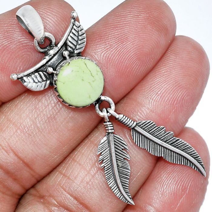 Feather - Lemon Chrysoprase Pendant SDP152961 P-1284, 10x10 mm