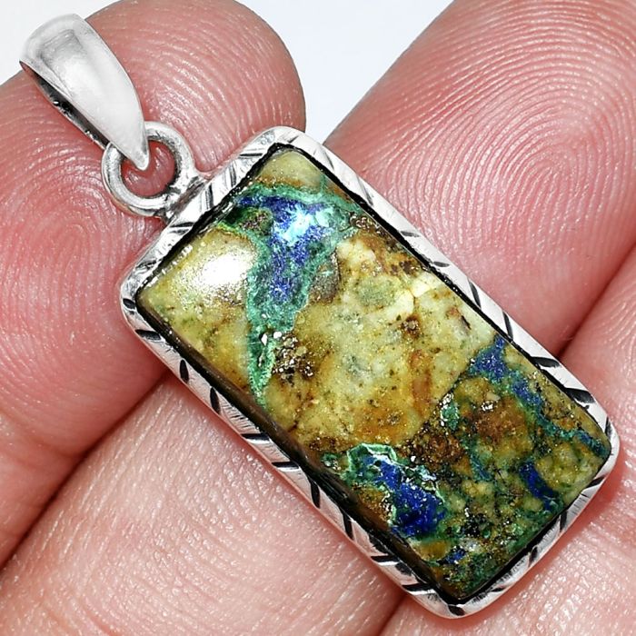 Azurite Chrysocolla Pendant SDP153005 P-1079, 12x23 mm