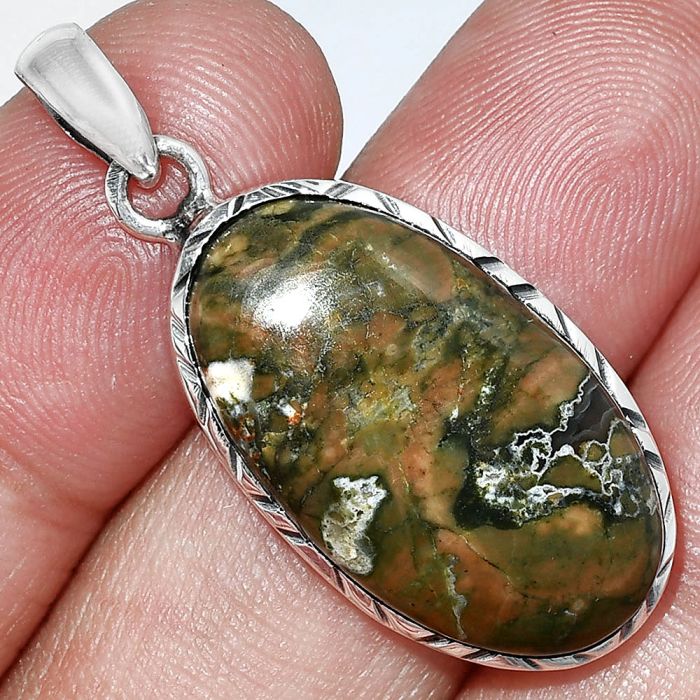 Rhyolite - Rainforest Jasper Pendant SDP153010 P-1079, 15x26 mm