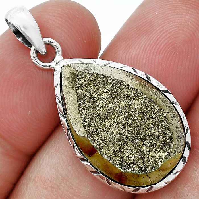 Peruvian Golden Pyrite Pendant SDP153027 P-1079, 15x23 mm