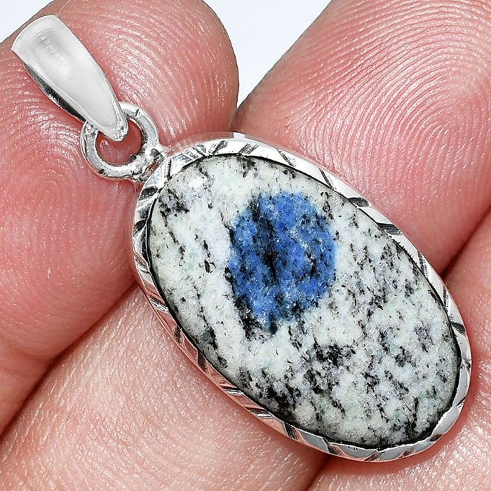 K2 Blue - Azurite In Quartz Pendant SDP153032 P-1079, 13x23 mm