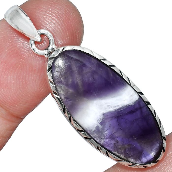 Chevron Amethyst Pendant SDP153036 P-1079, 12x28 mm