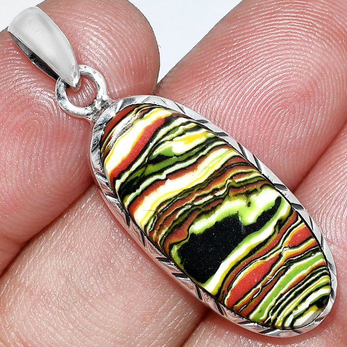 Fordite Detroit Agate Pendant SDP153040 P-1079, 12x27 mm