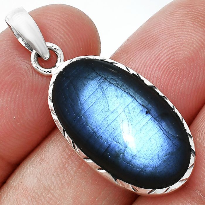 Blue Fire Labradorite Pendant SDP153043 P-1079, 13x23 mm