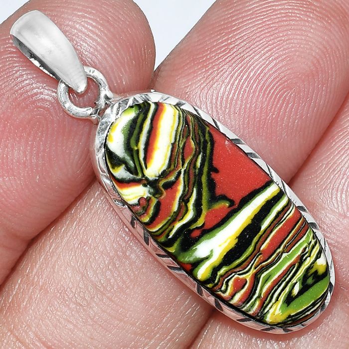 Fordite Detroit Agate Pendant SDP153054 P-1079, 12x26 mm