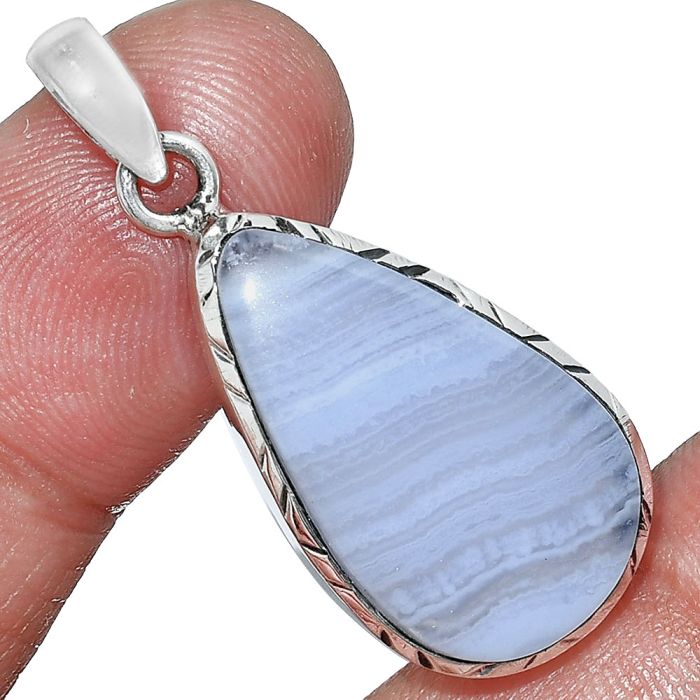 Blue Lace Agate Pendant SDP153055 P-1079, 14x25 mm