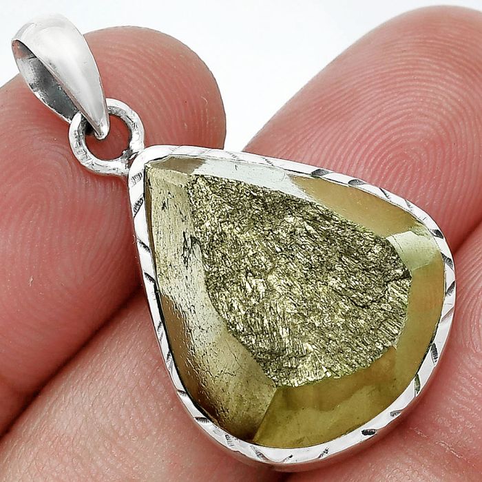 Peruvian Golden Pyrite Pendant SDP153060 P-1079, 18x21 mm