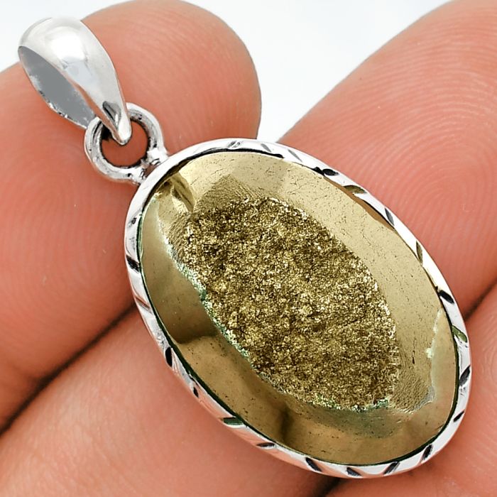 Peruvian Golden Pyrite Pendant SDP153065 P-1079, 15x22 mm