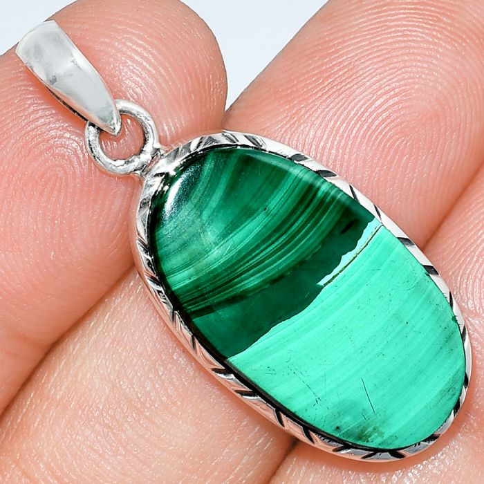 Malachite Eye Pendant SDP153067 P-1079, 14x25 mm