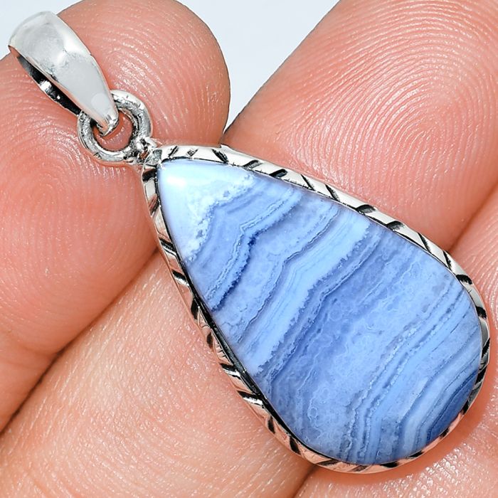 Blue Lace Agate Pendant SDP153071 P-1079, 15x25 mm