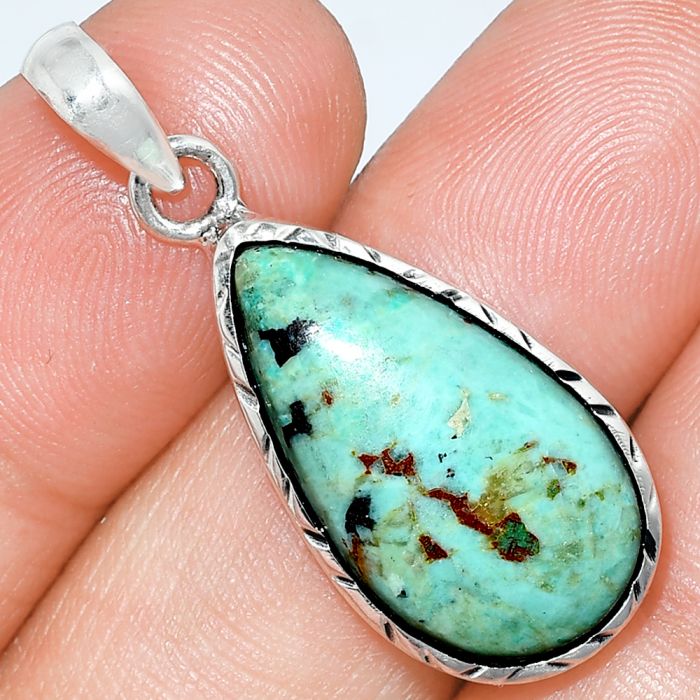 Royston Ribbon Turquoise Pendant SDP153076 P-1079, 12x22 mm