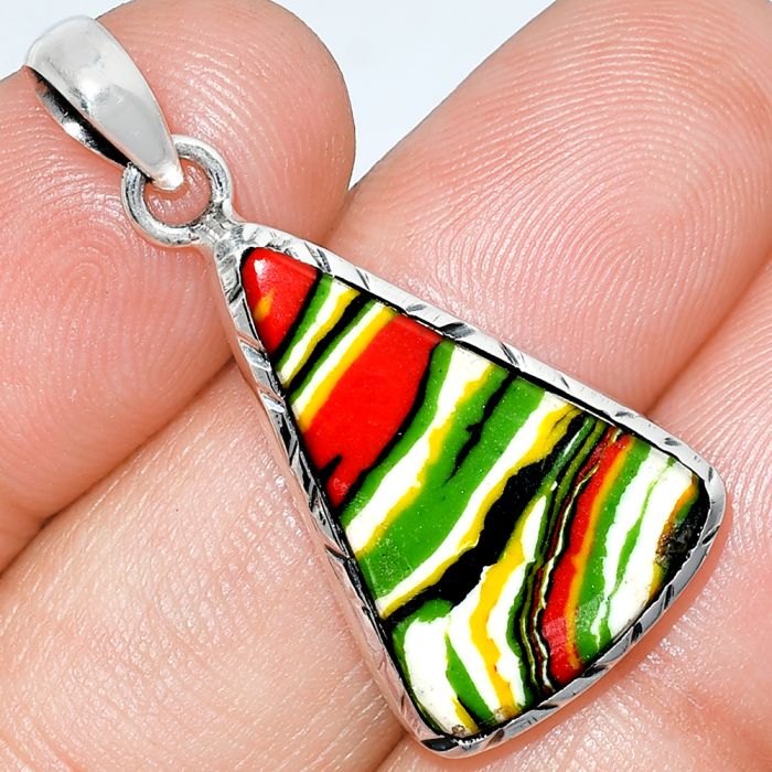 Fordite Detroit Agate Pendant SDP153078 P-1079, 16x23 mm