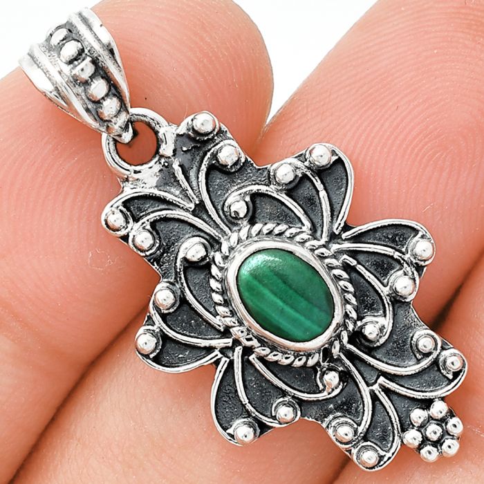 Malachite Eye Pendant SDP153122 P-1558, 7x5 mm