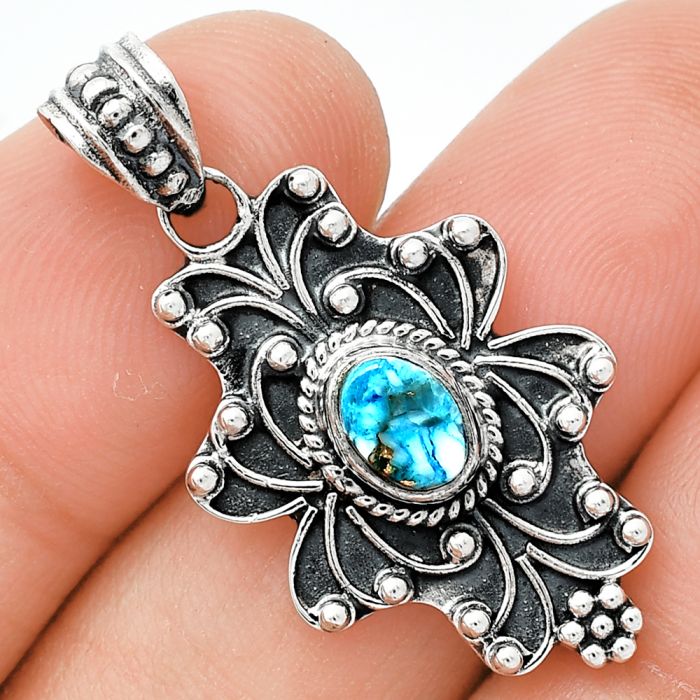 Spiny Oyster Turquoise Pendant SDP153139 P-1558, 7x5 mm