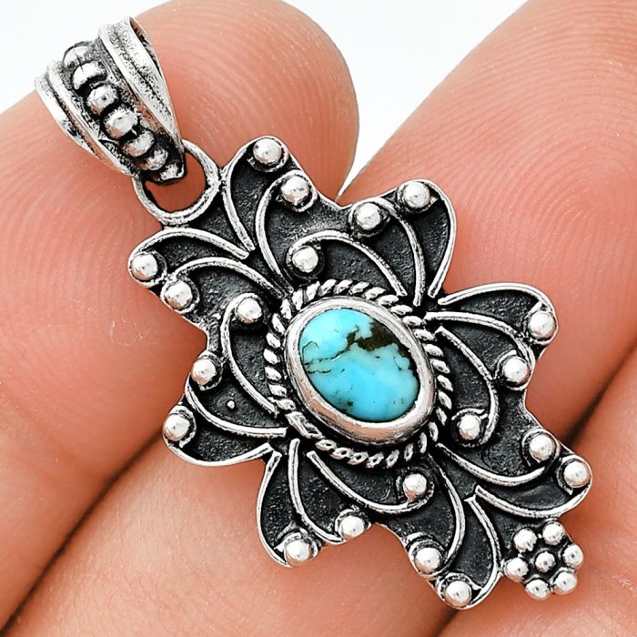 Natural Turquoise Morenci Mine Pendant SDP153144 P-1558, 7x5 mm