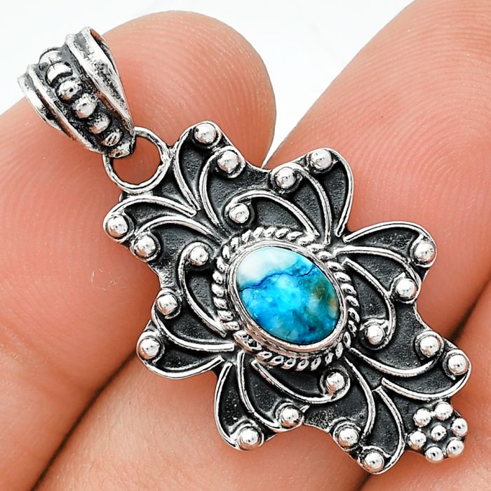 Spiny Oyster Turquoise Pendant SDP153146 P-1558, 7x5 mm