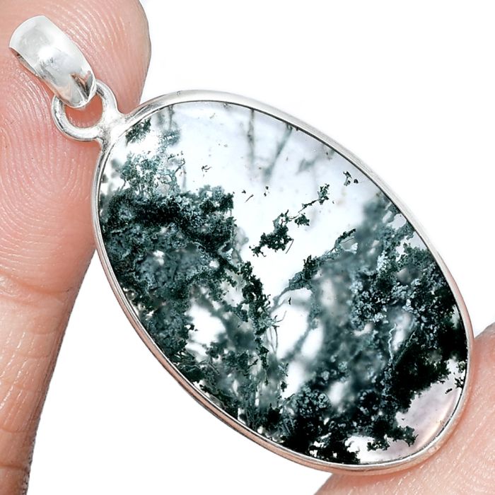 Horse Canyon Moss Agate Pendant SDP153206 P-1001, 20x33 mm