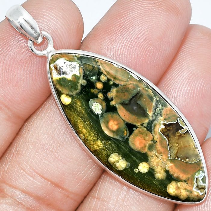 Rhyolite - Rainforest Jasper Pendant SDP153209 P-1001, 17x41 mm