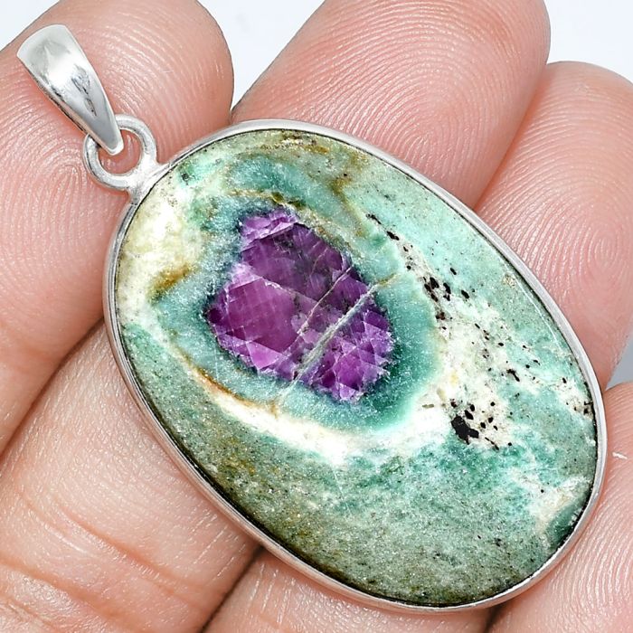 Ruby In Fuchsite Pendant SDP153215 P-1001, 24x35 mm