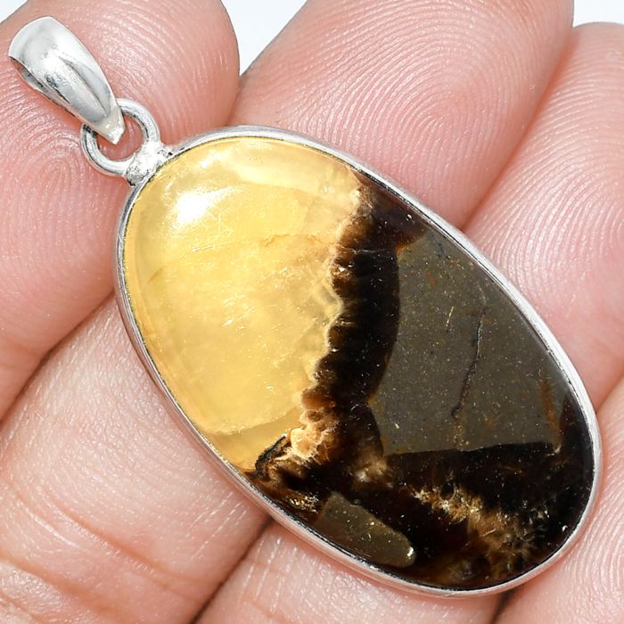 Yellow Septarian Pendant SDP153220 P-1001, 19x34 mm