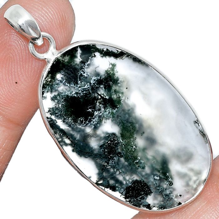 Horse Canyon Moss Agate Pendant SDP153226 P-1001, 23x36 mm