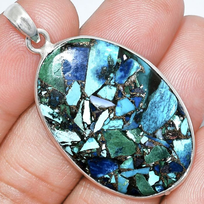 Multi Copper Turquoise Pendant SDP153240 P-1001, 23x35 mm